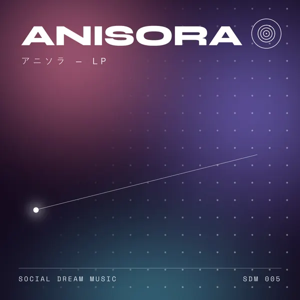 Cover of アニソラ by ANISORA: a violet dot grid with a single falling light.