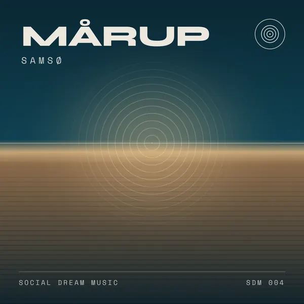 Cover of Samsø by MÅRUP: a blue horizon over a golden shore with concentric rings.